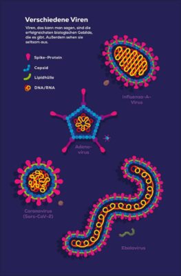 Verschiedene gezeichnete Viren